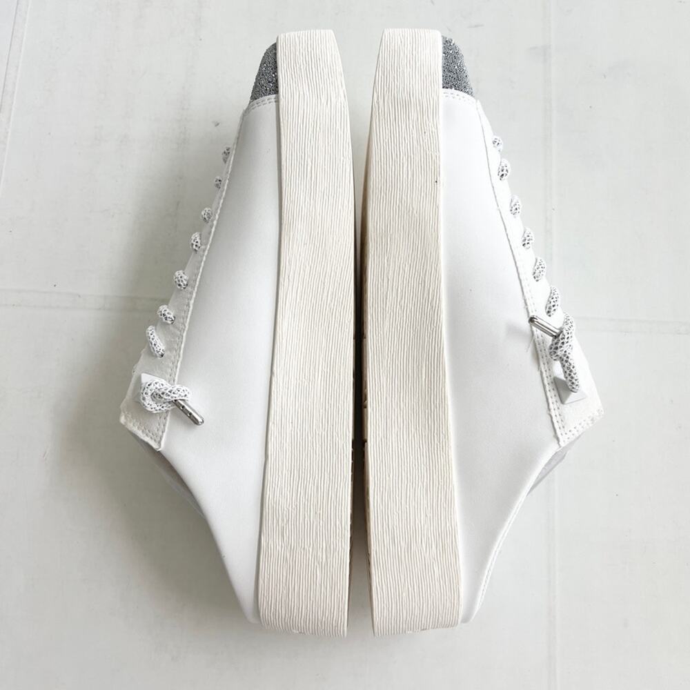 New DKNY Garren Sneaker Slip-On Mule Shoes Women’s SIZE 8.5 White Silver Glitter - Picture 6 of 11
